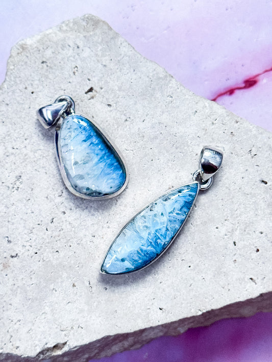Blue Ice Glacerite Pendants