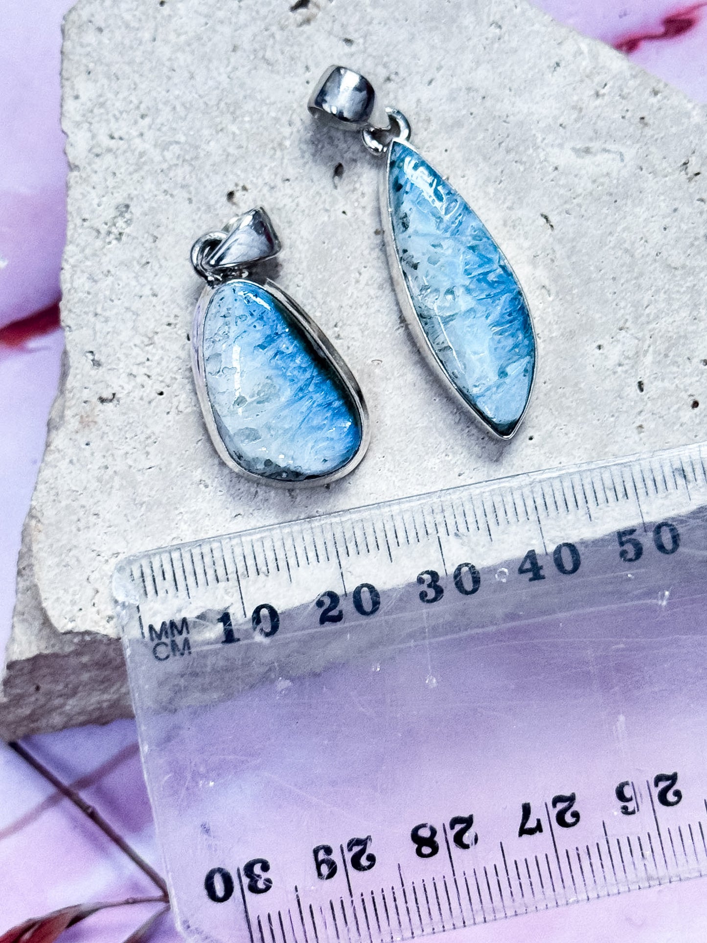 Blue Ice Glacerite Pendants