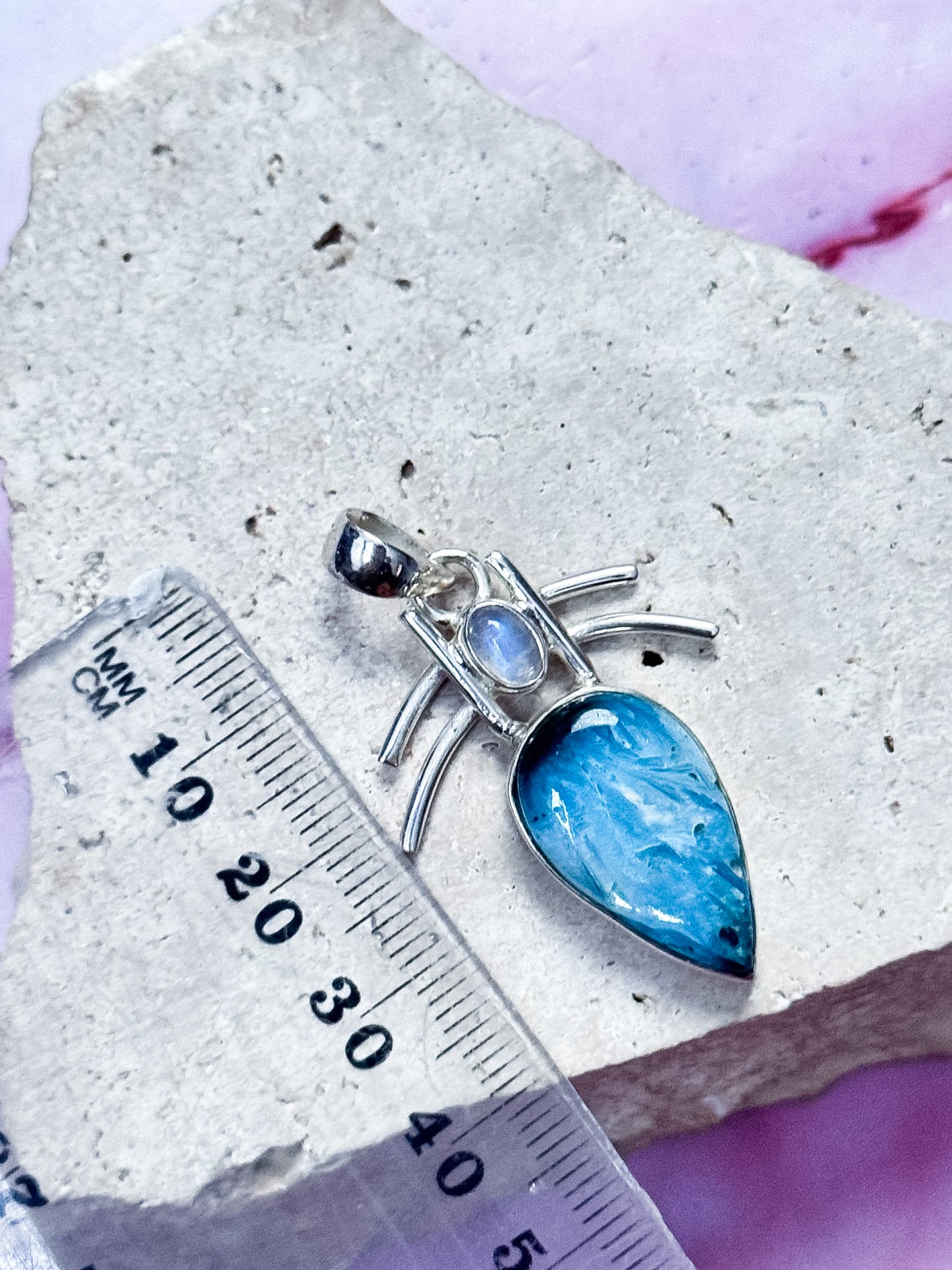 Blue Ice Glacerite & Moonstone Pendant