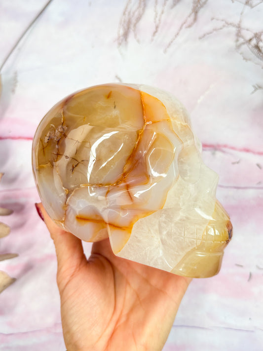 Agate and Quartz Skull