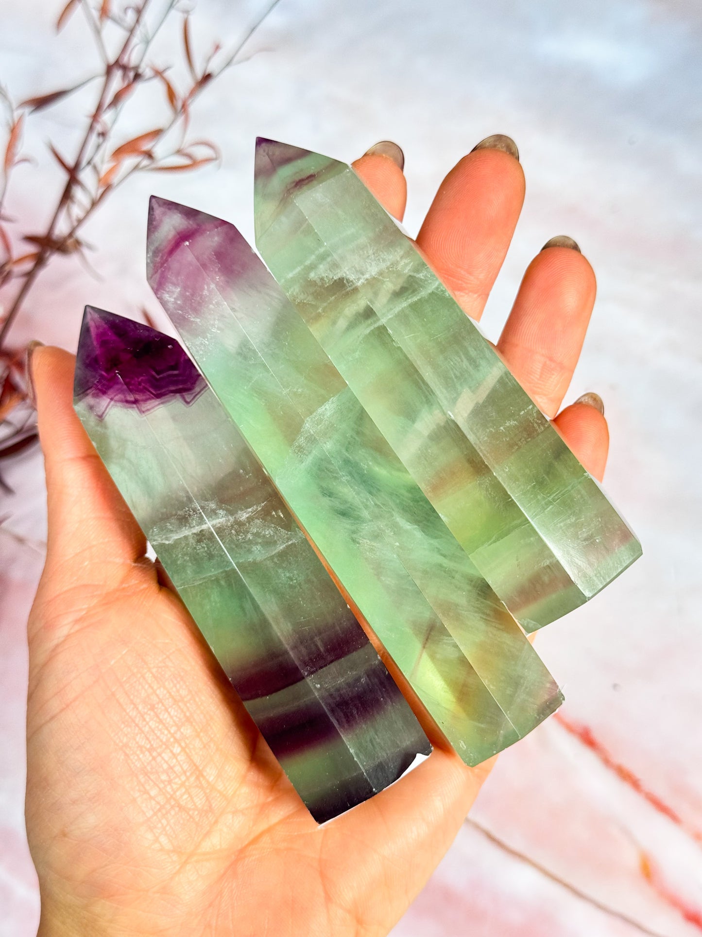 Watermelon Fluorite Points