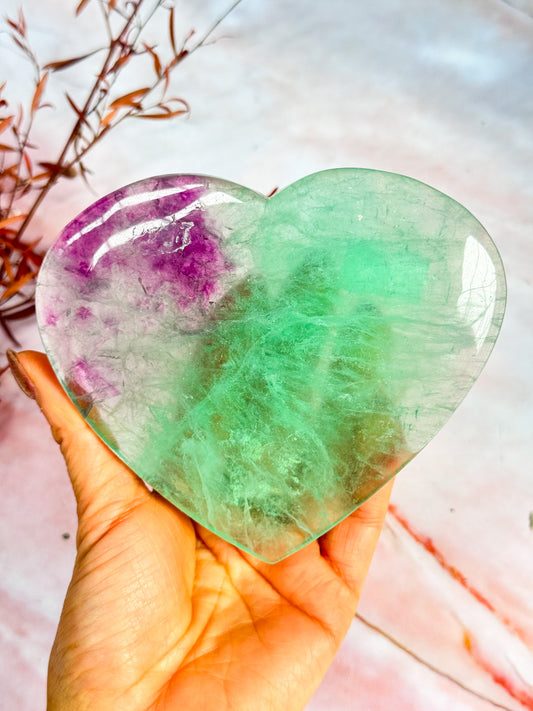 Watermelon Fluorite Heart