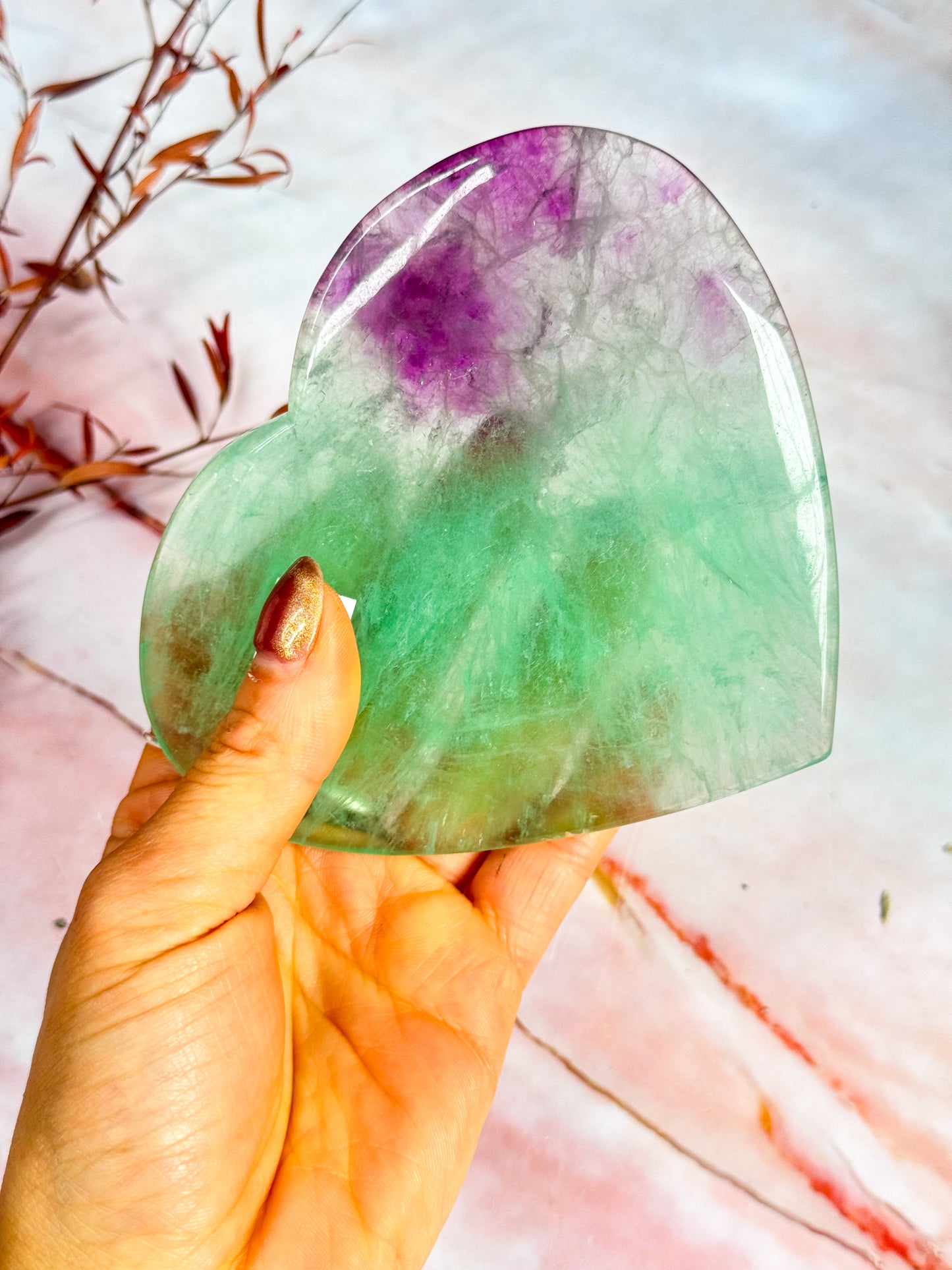Watermelon Fluorite Heart
