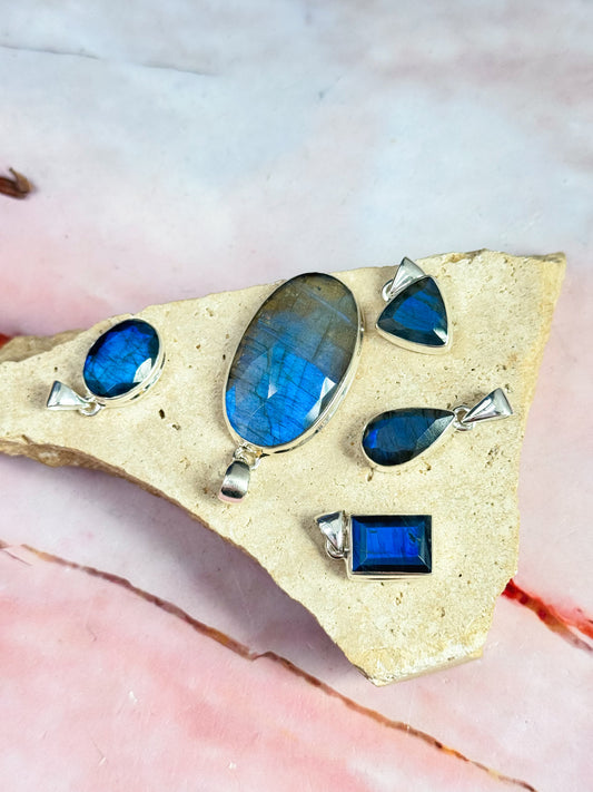 Faceted Labradorite Pendants