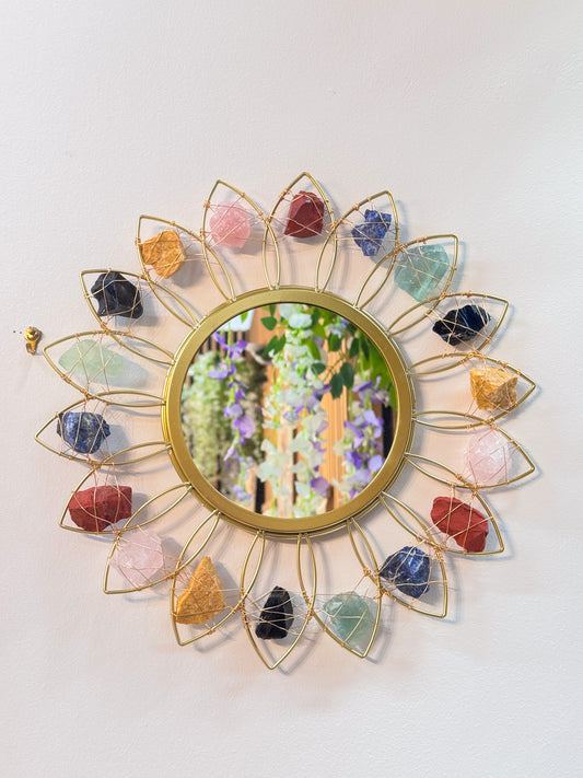 Rough Crystal Daisy Mirror