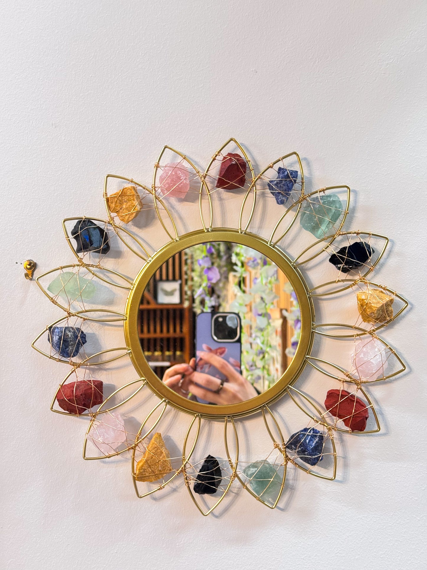Rough Crystal Daisy Mirror