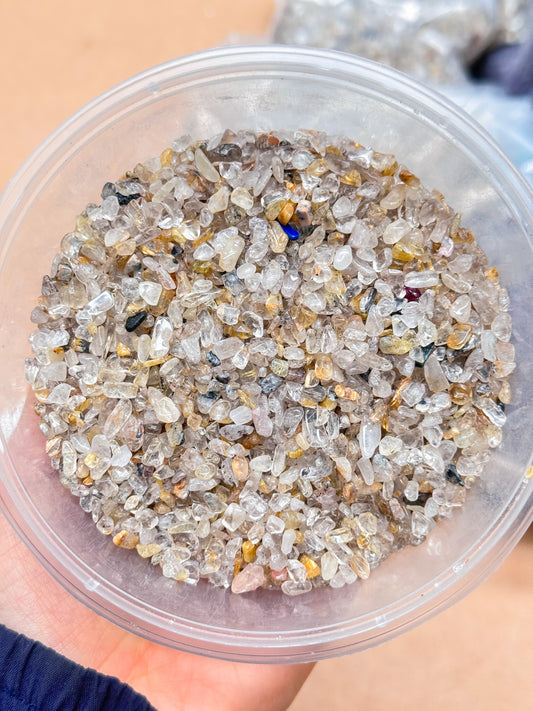 Gold Rutile Quartz Chip Lot