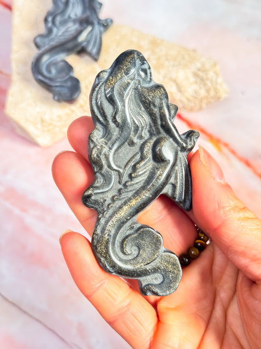 Obsidian Mermaid Carvings