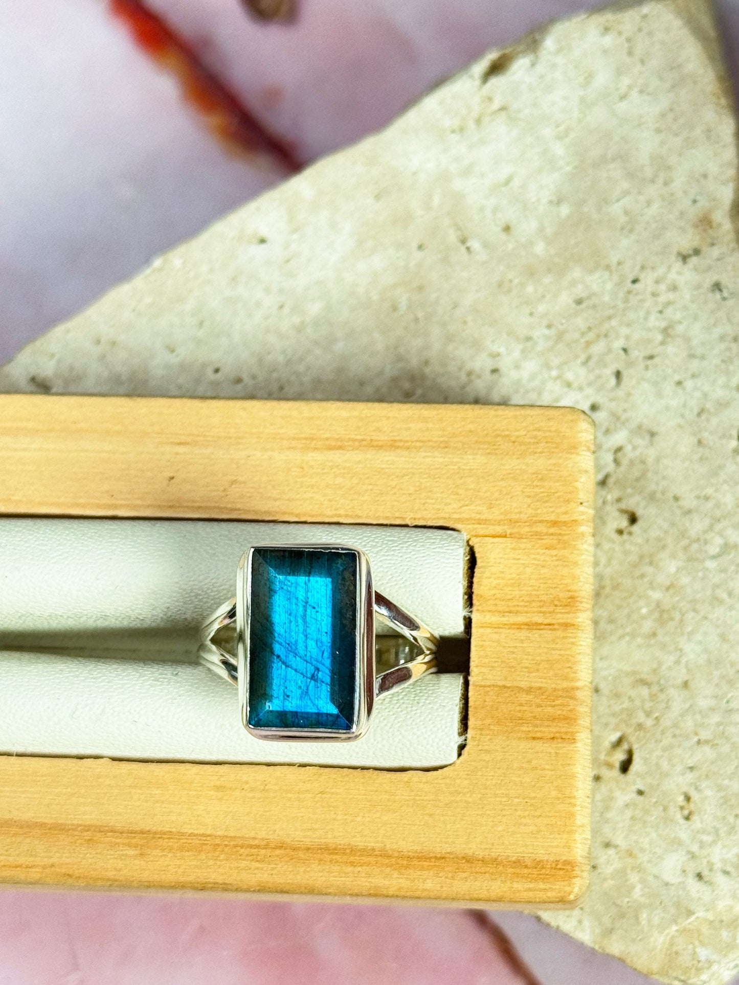 Faceted Labradorite Rings
