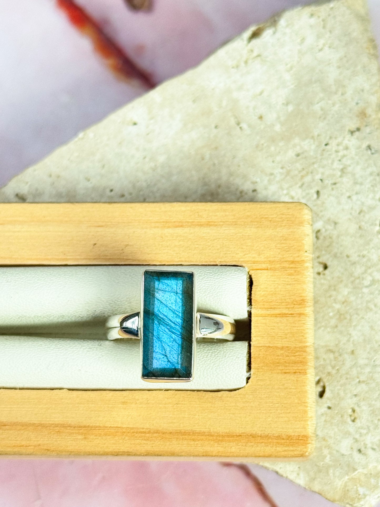 Faceted Labradorite Rings