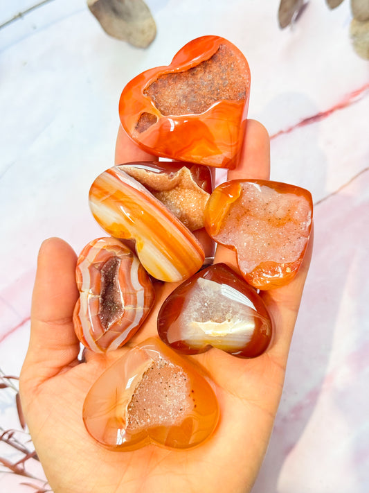 Carnelian Druzy Hearts