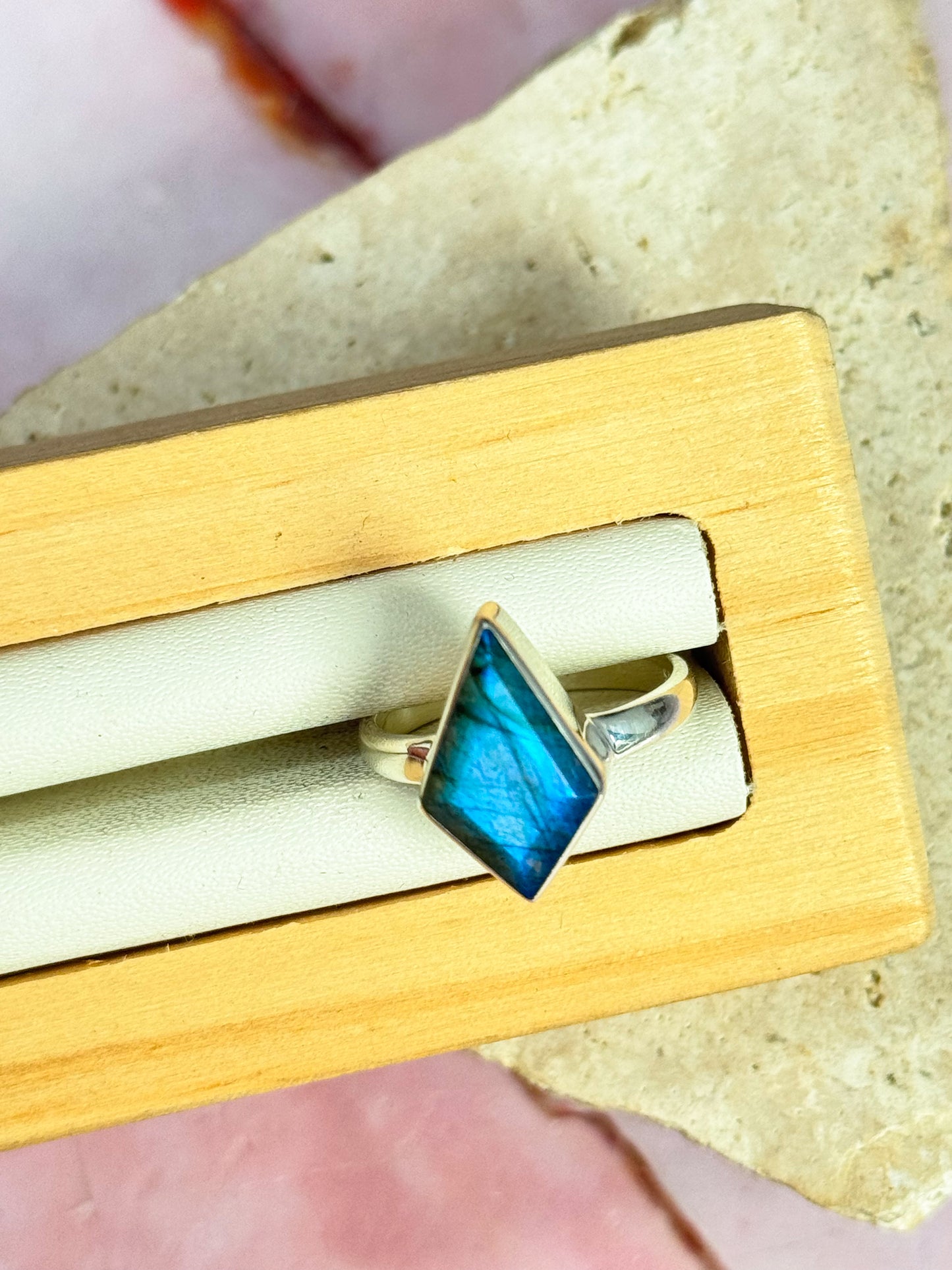 Faceted Labradorite Rings