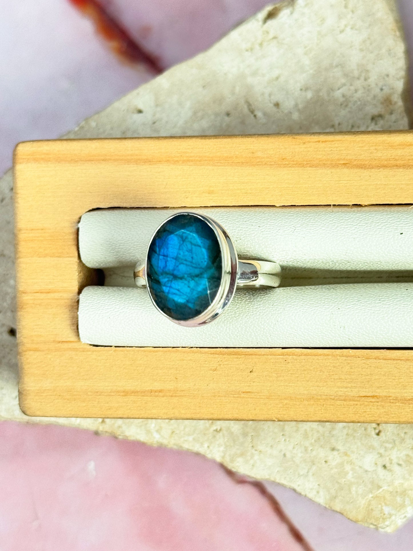 Faceted Labradorite Rings