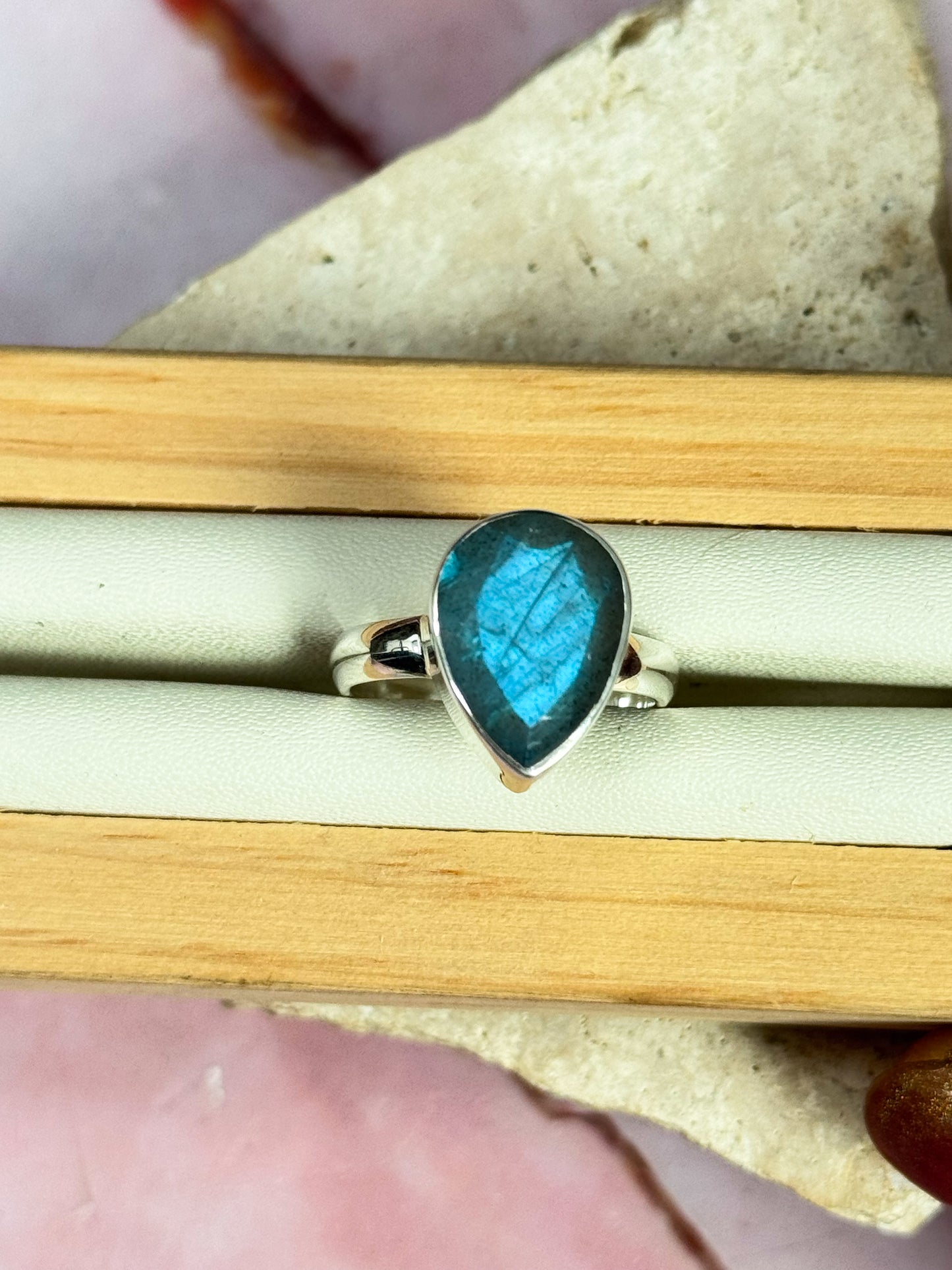 Faceted Labradorite Rings
