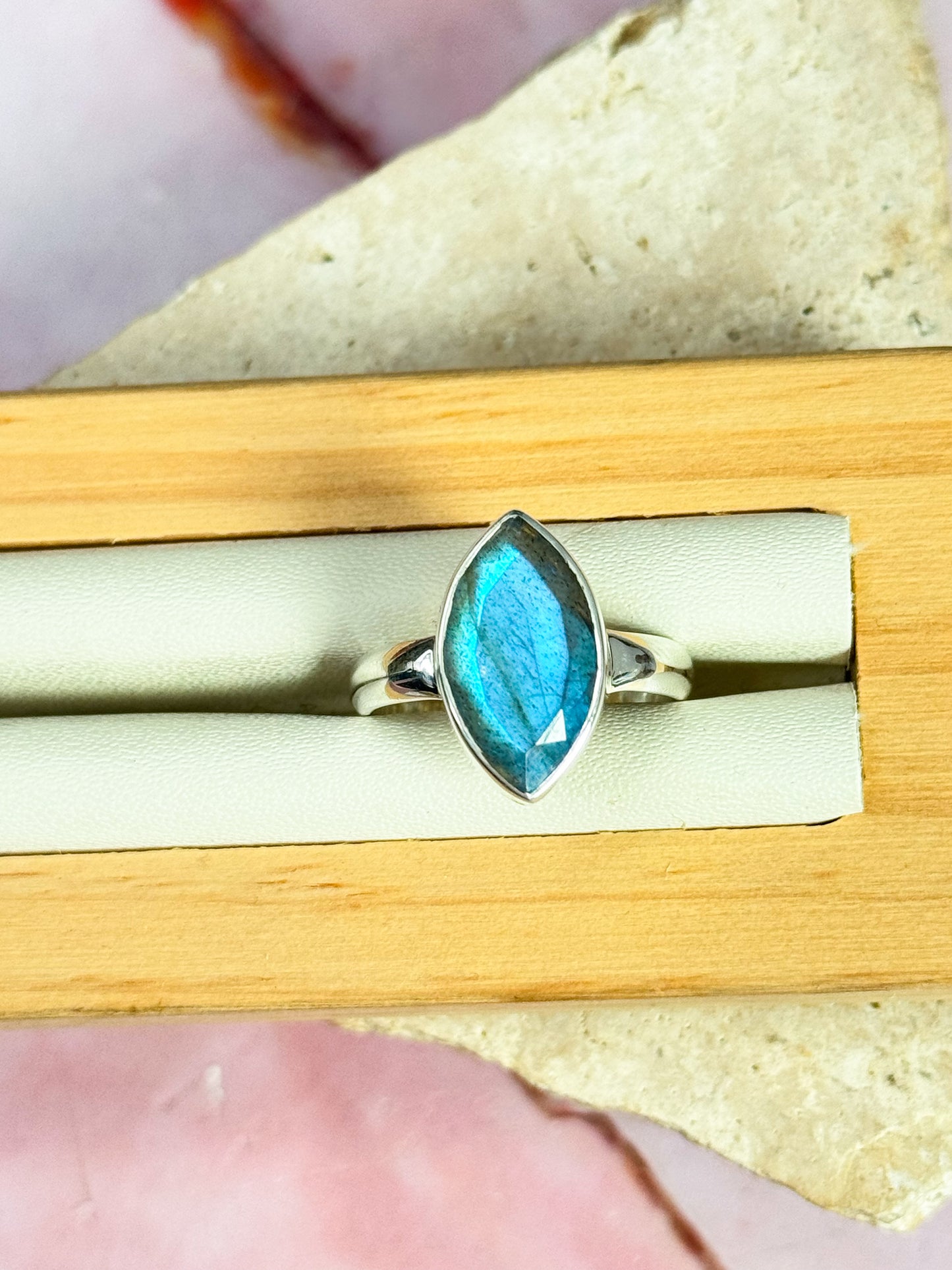 Faceted Labradorite Rings