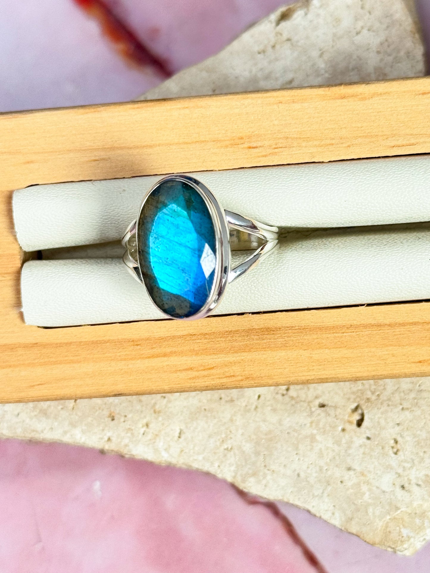 Faceted Labradorite Rings