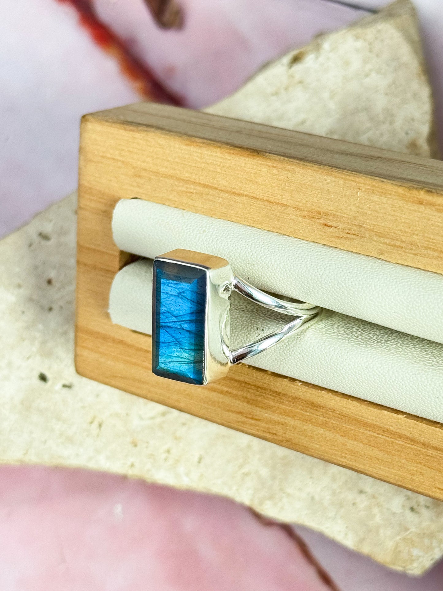 Faceted Labradorite Rings