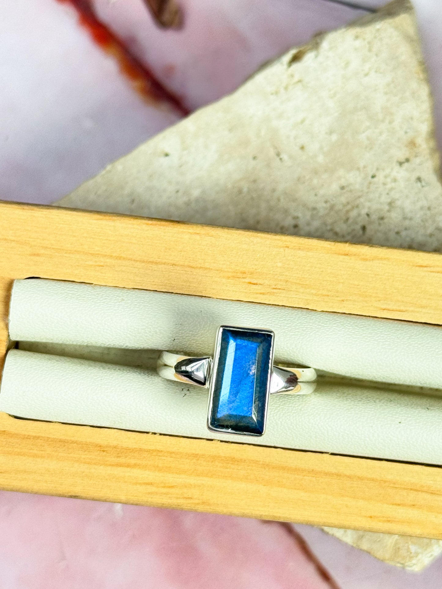 Faceted Labradorite Rings