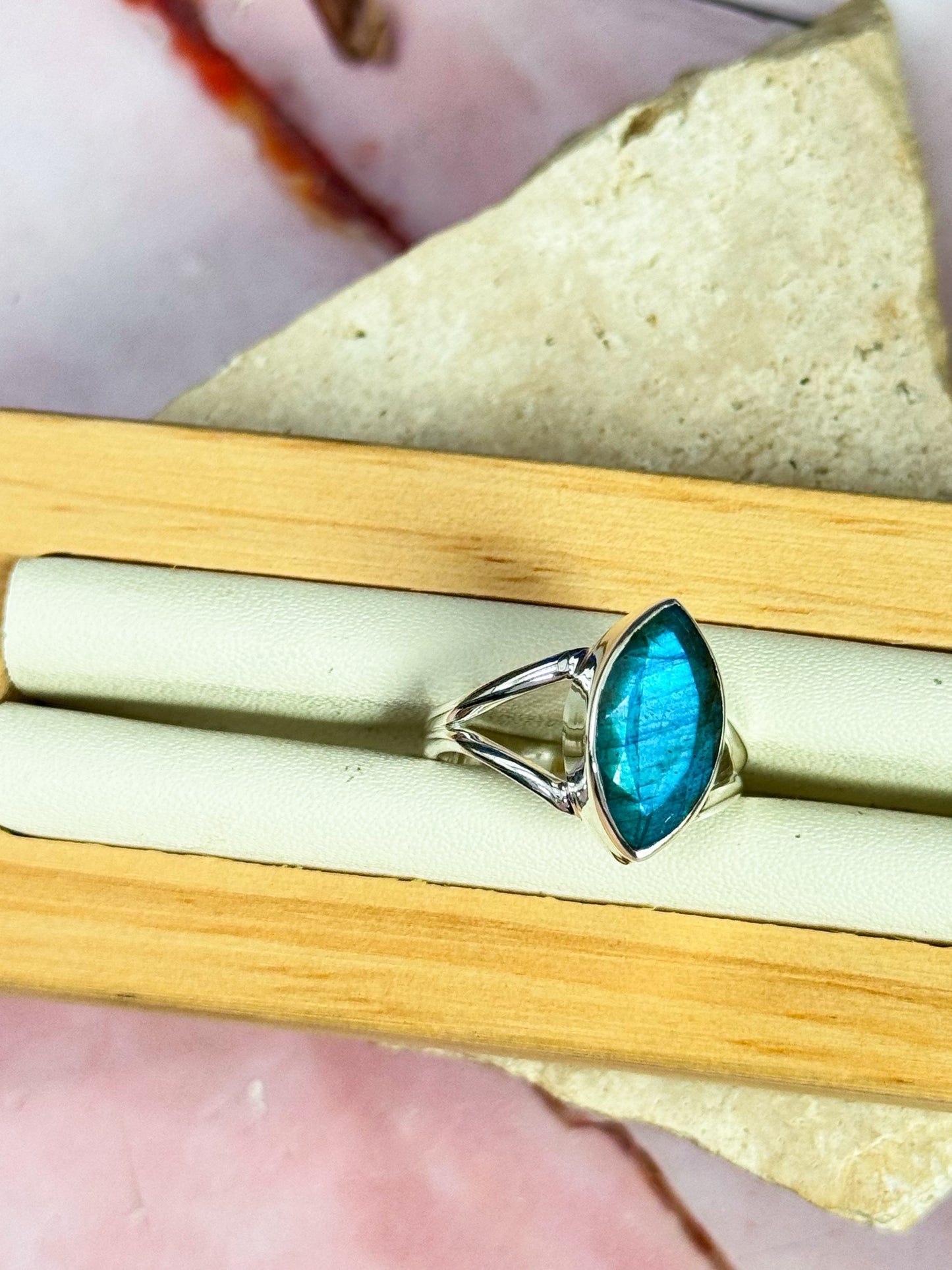 Faceted Labradorite Rings