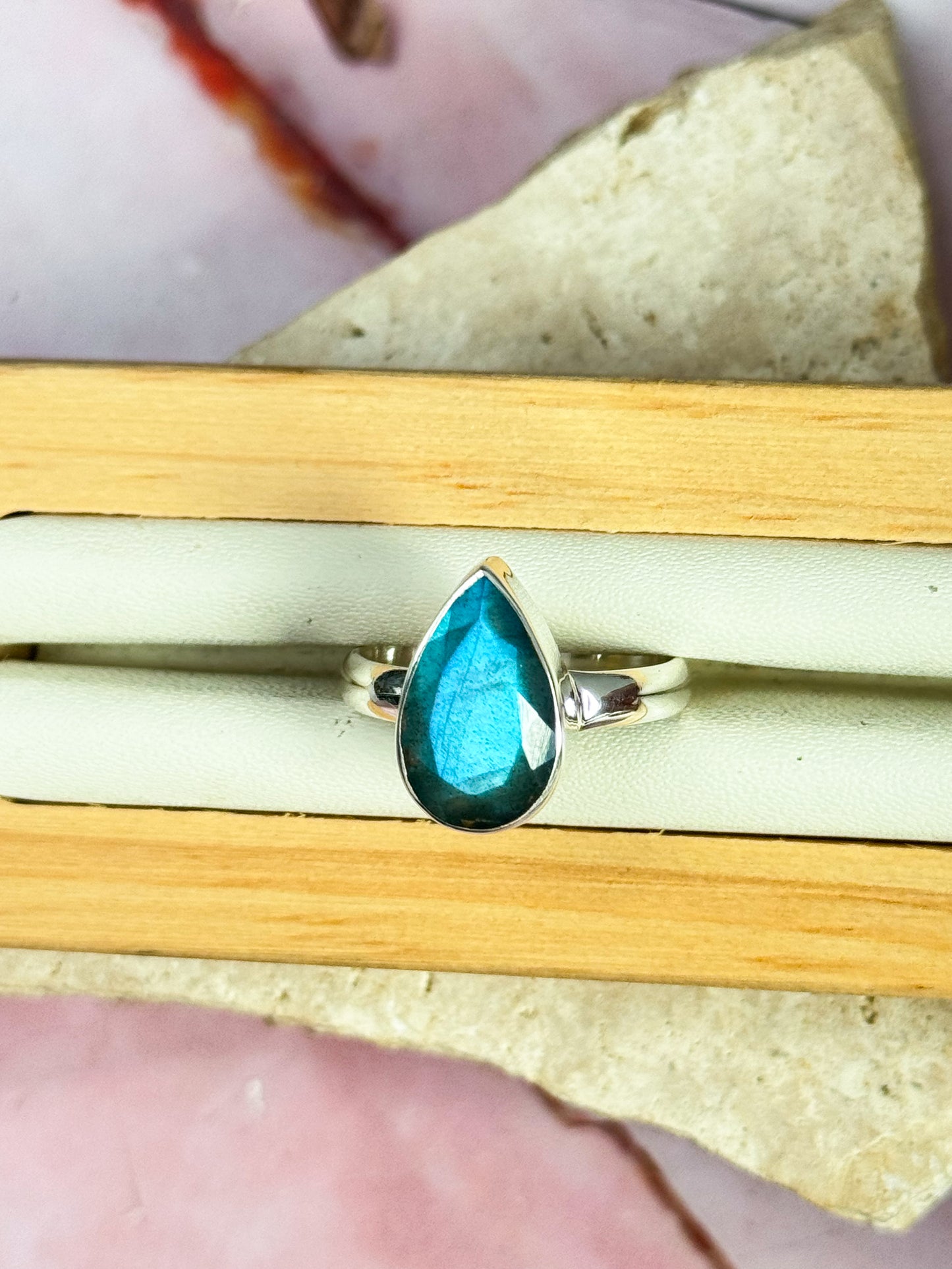 Faceted Labradorite Rings