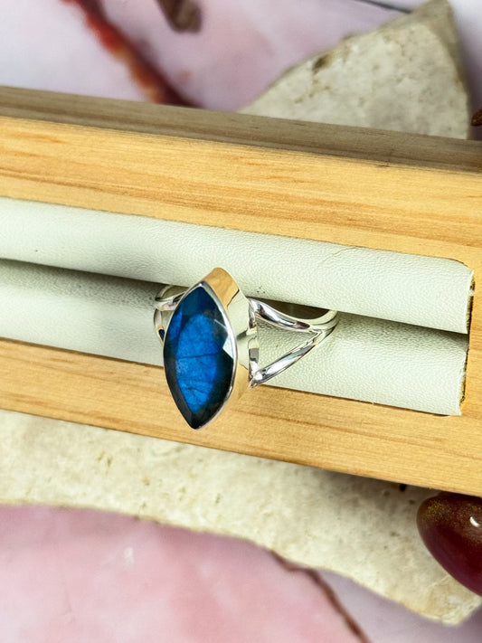 Faceted Labradorite Rings