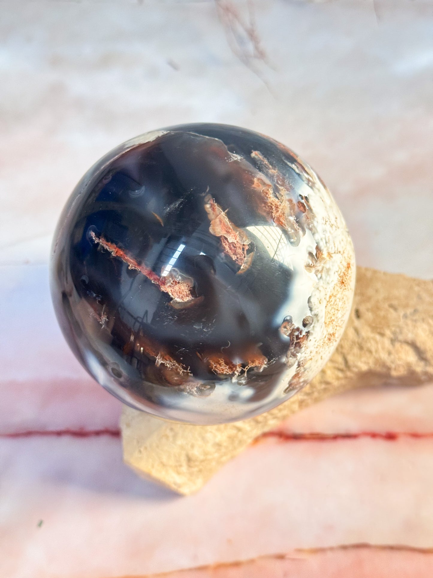 Orca Agate Sphere (Damaged)