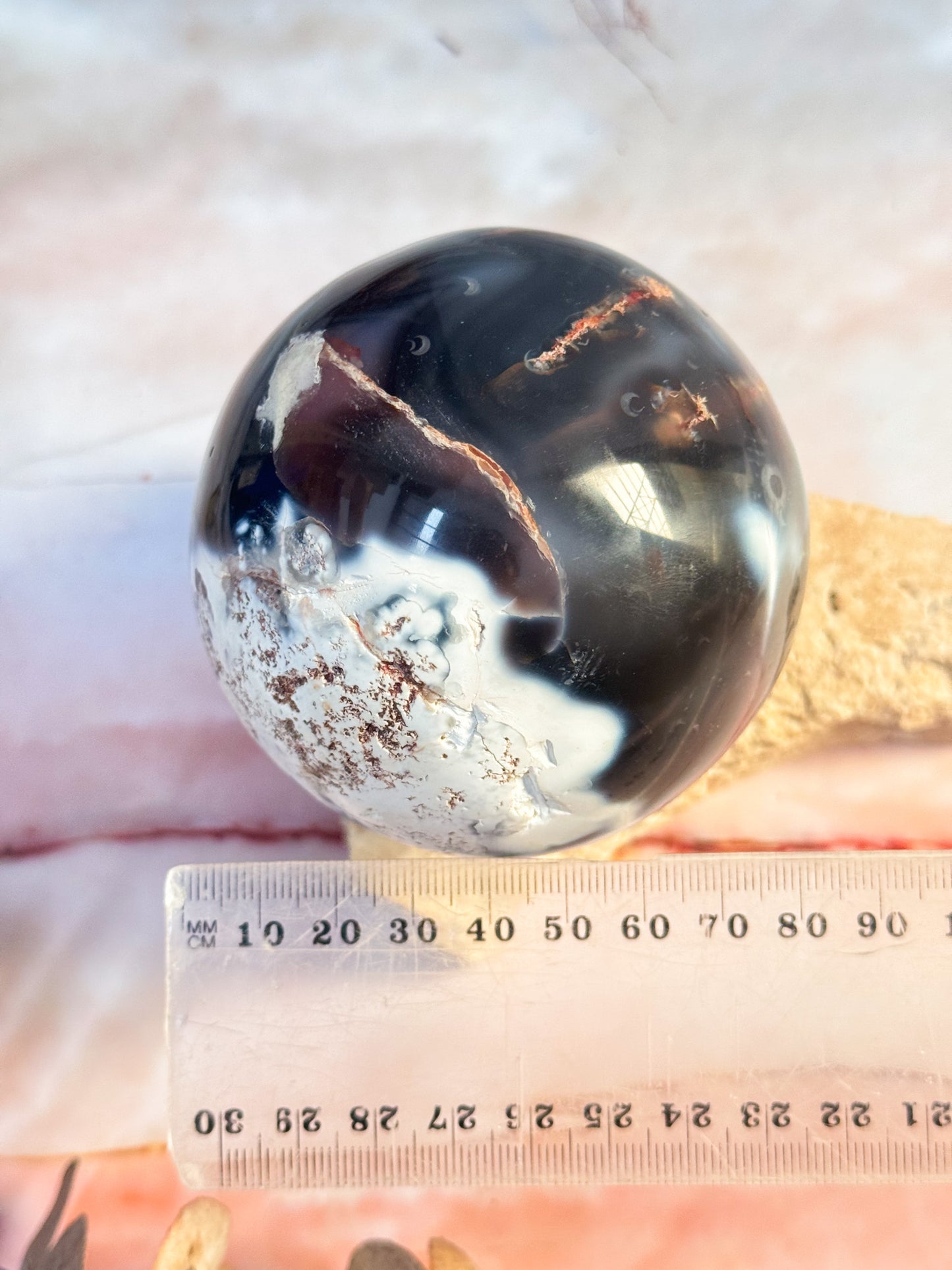 Orca Agate Sphere (Damaged)