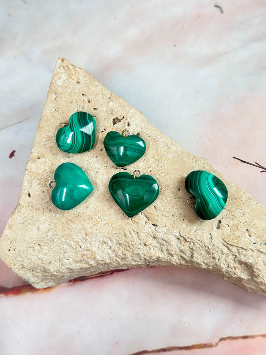 Malachite Heart Pendants