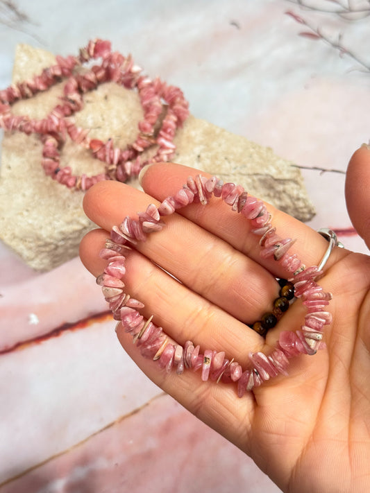 Rhodochrosite Chip Bracelets