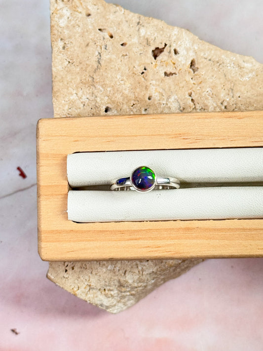 Black Ethiopian Opal Ring - Size 6