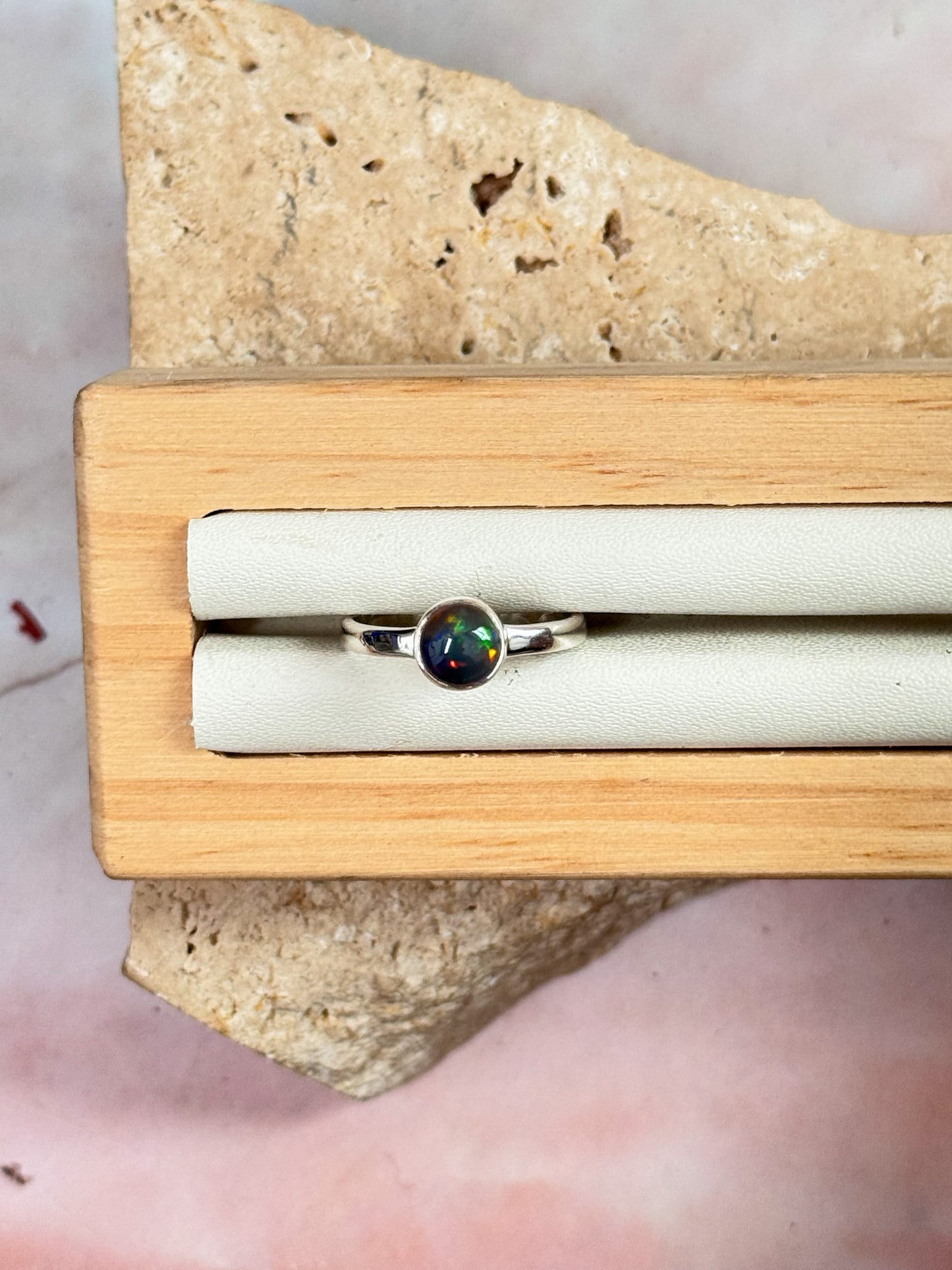 Black Ethiopian Opal Ring - Size 6