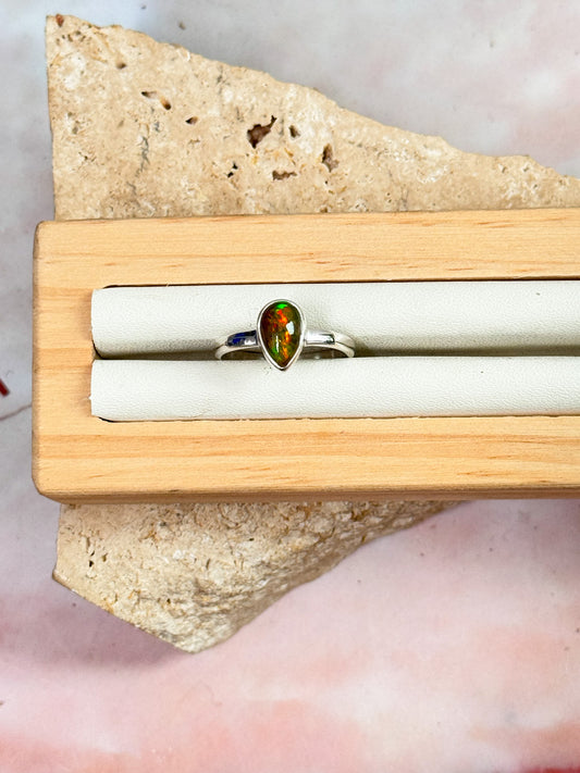 Black Ethiopian Opal Ring - Size 7