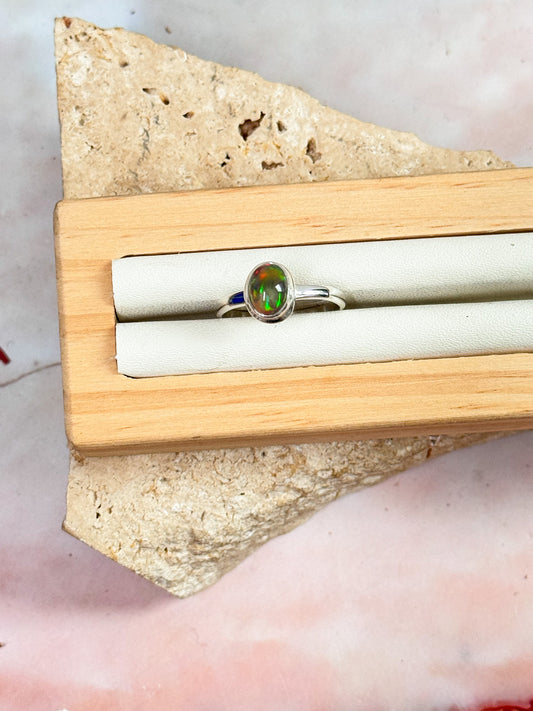 Black Ethiopian Opal Ring - Size 8