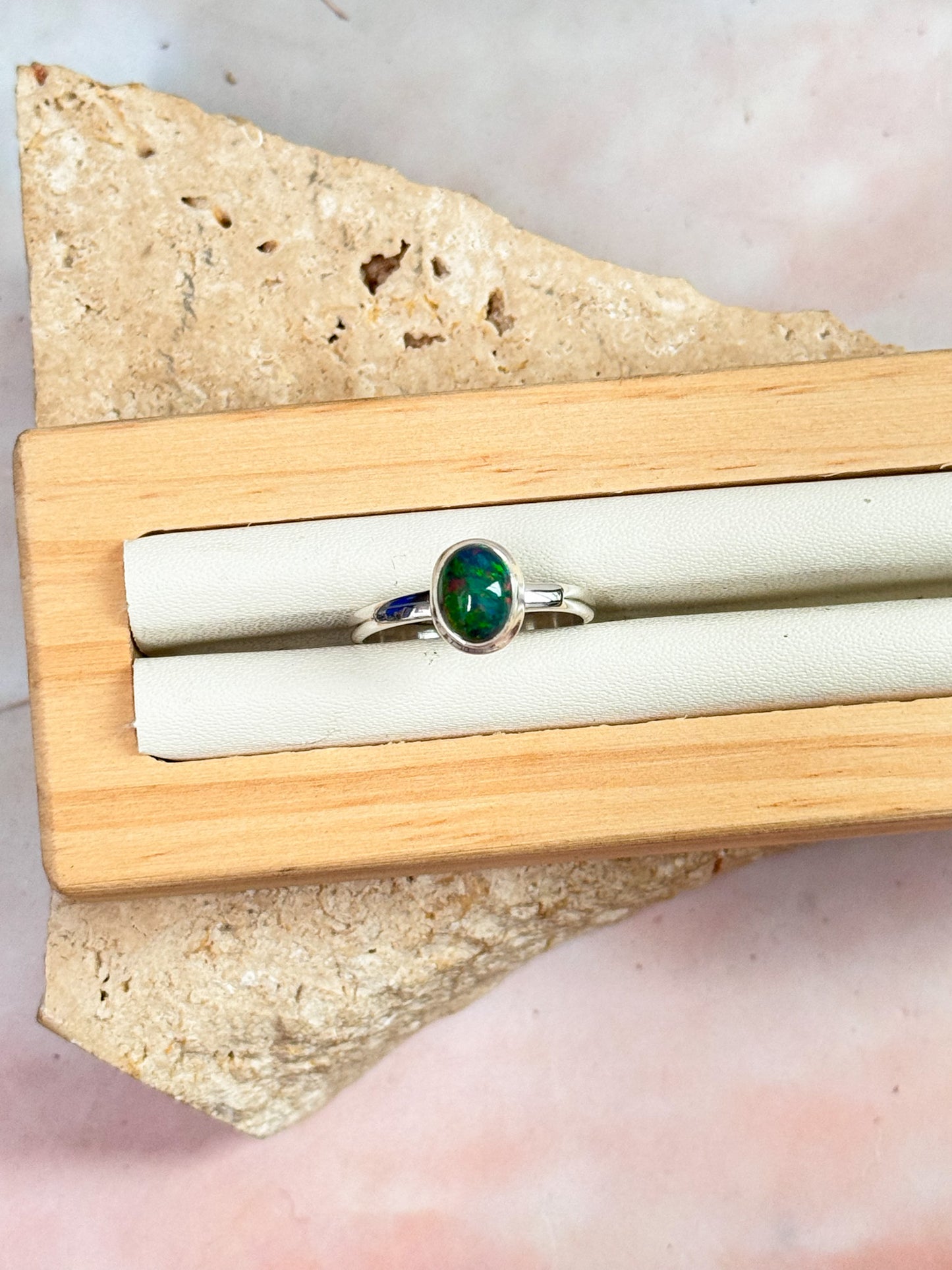 Black Ethiopian Opal Ring - Size 8