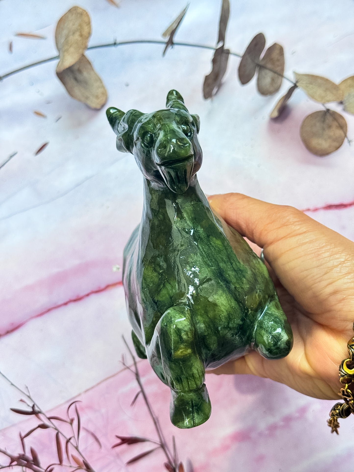 Serpentine Goat Carving
