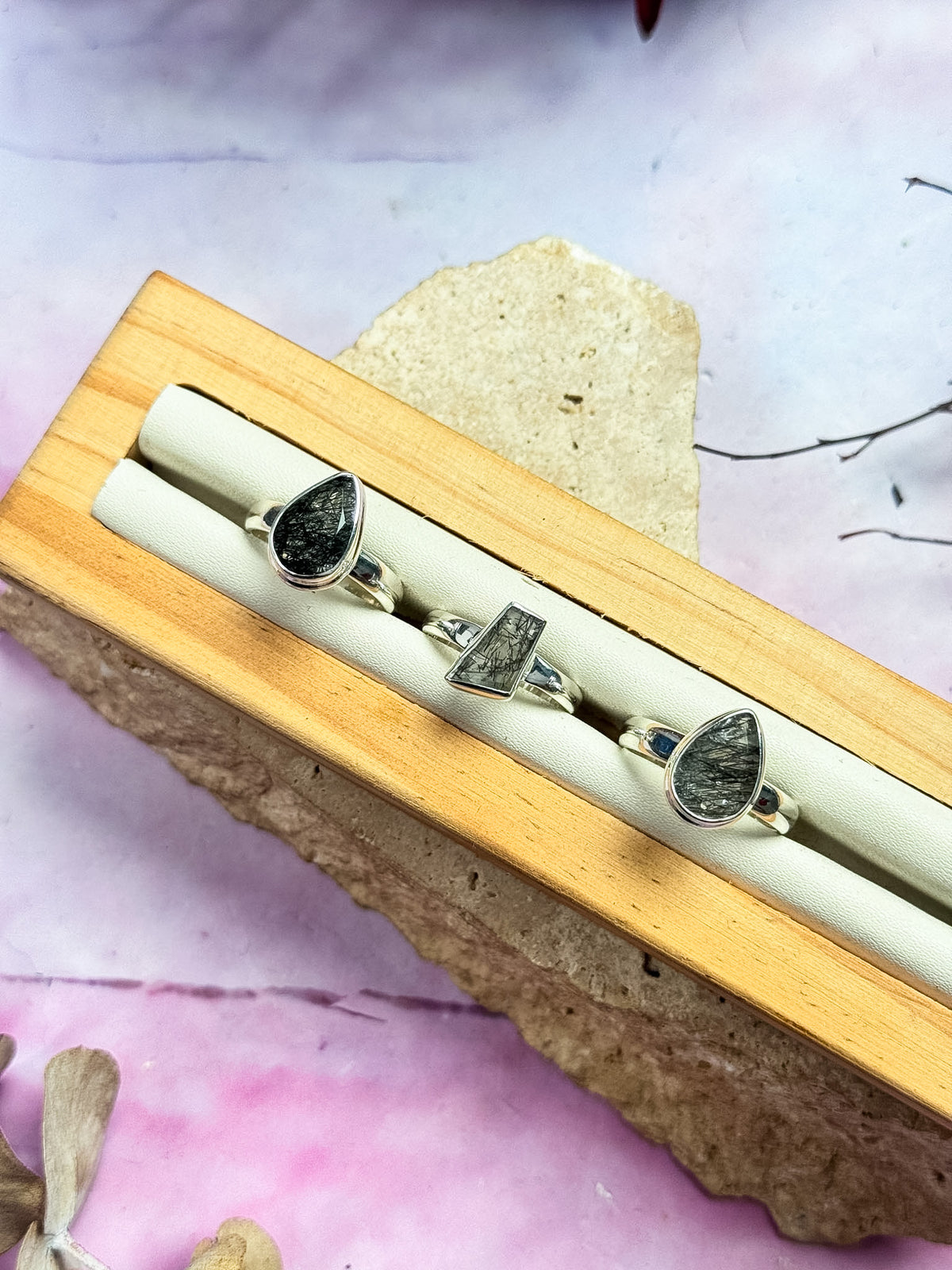 Black Rutile Quartz Rings