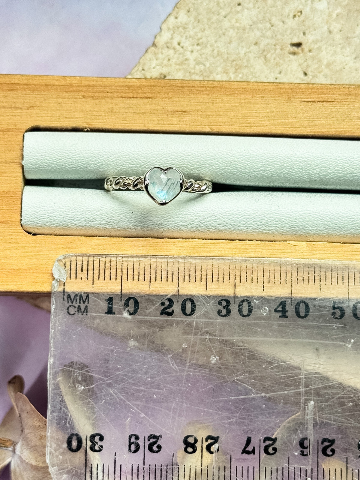 Moonstone Heart Ring - Size 6
