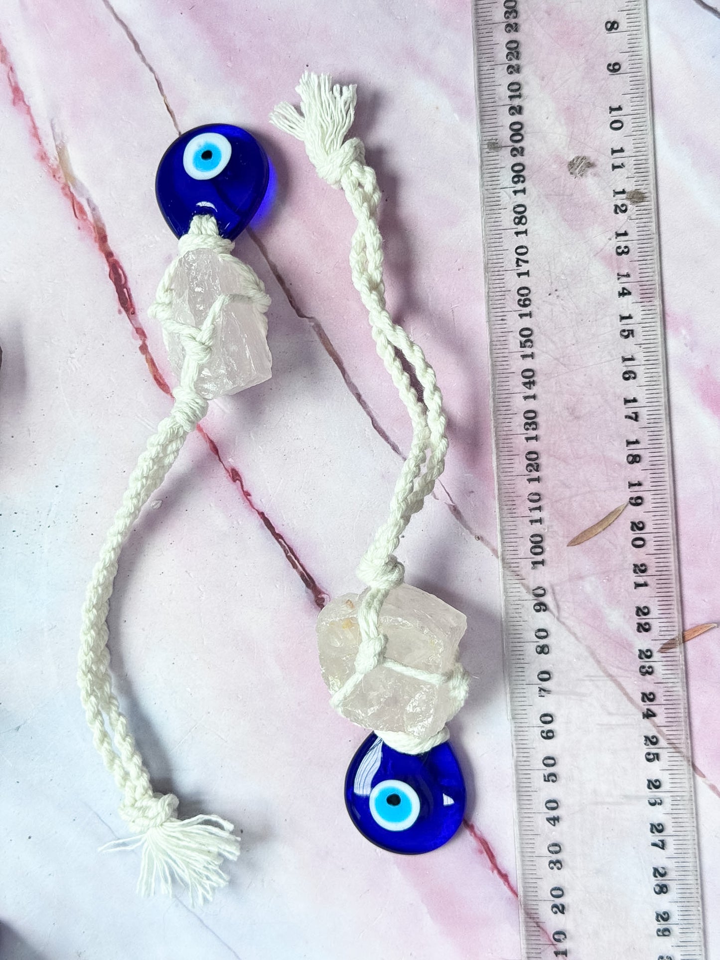 Evil Eye and Rose Quartz Hangings