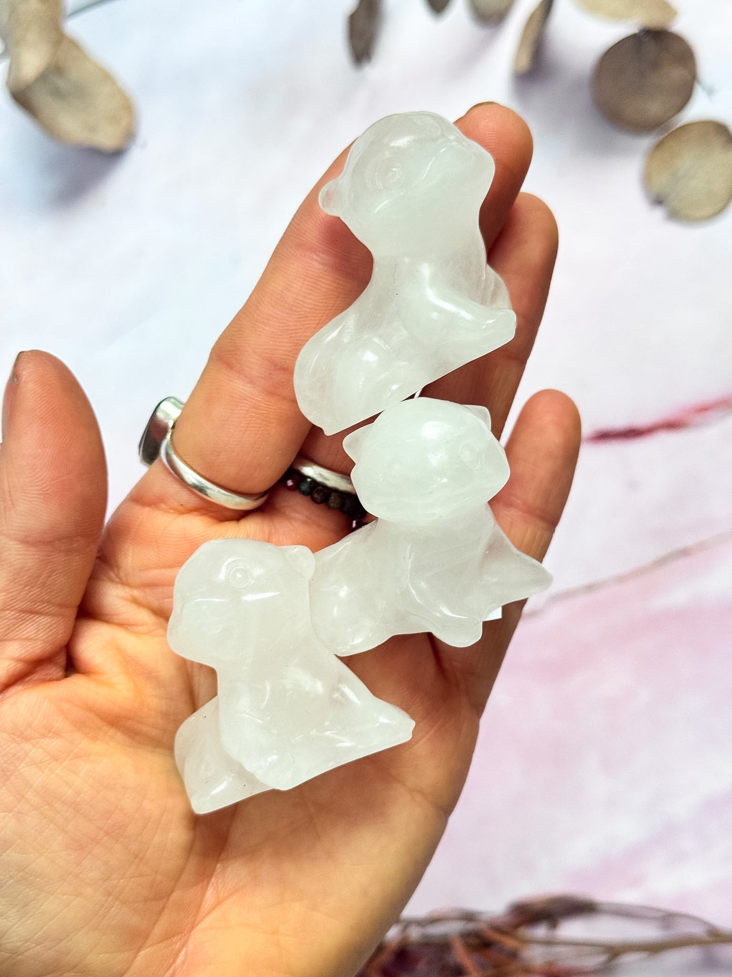 Quartz Otter Carvings