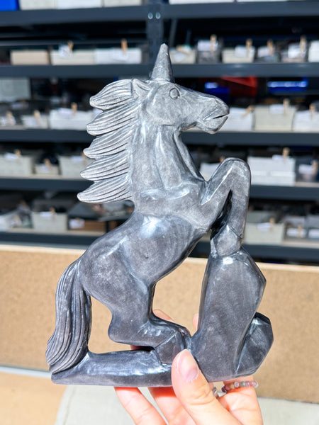 Silver Sheen Obsidian Unicorn