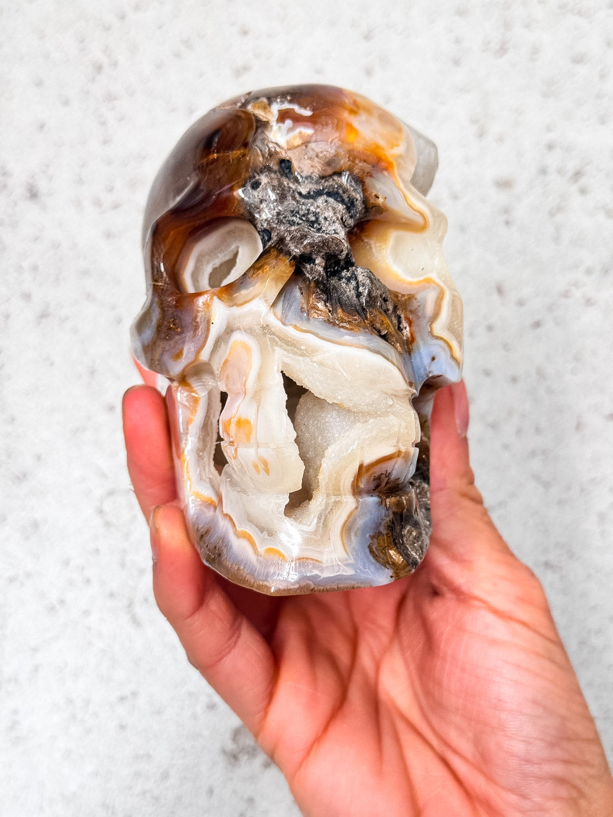 Agate Geode Skull