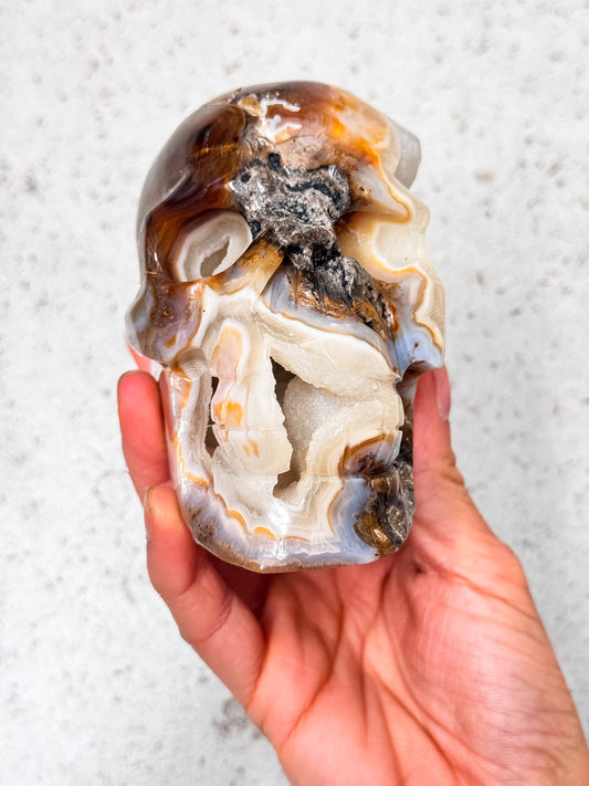 Agate Geode Skull