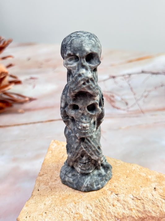 Hear No, See No, Speak No Evil Stacked Skulls