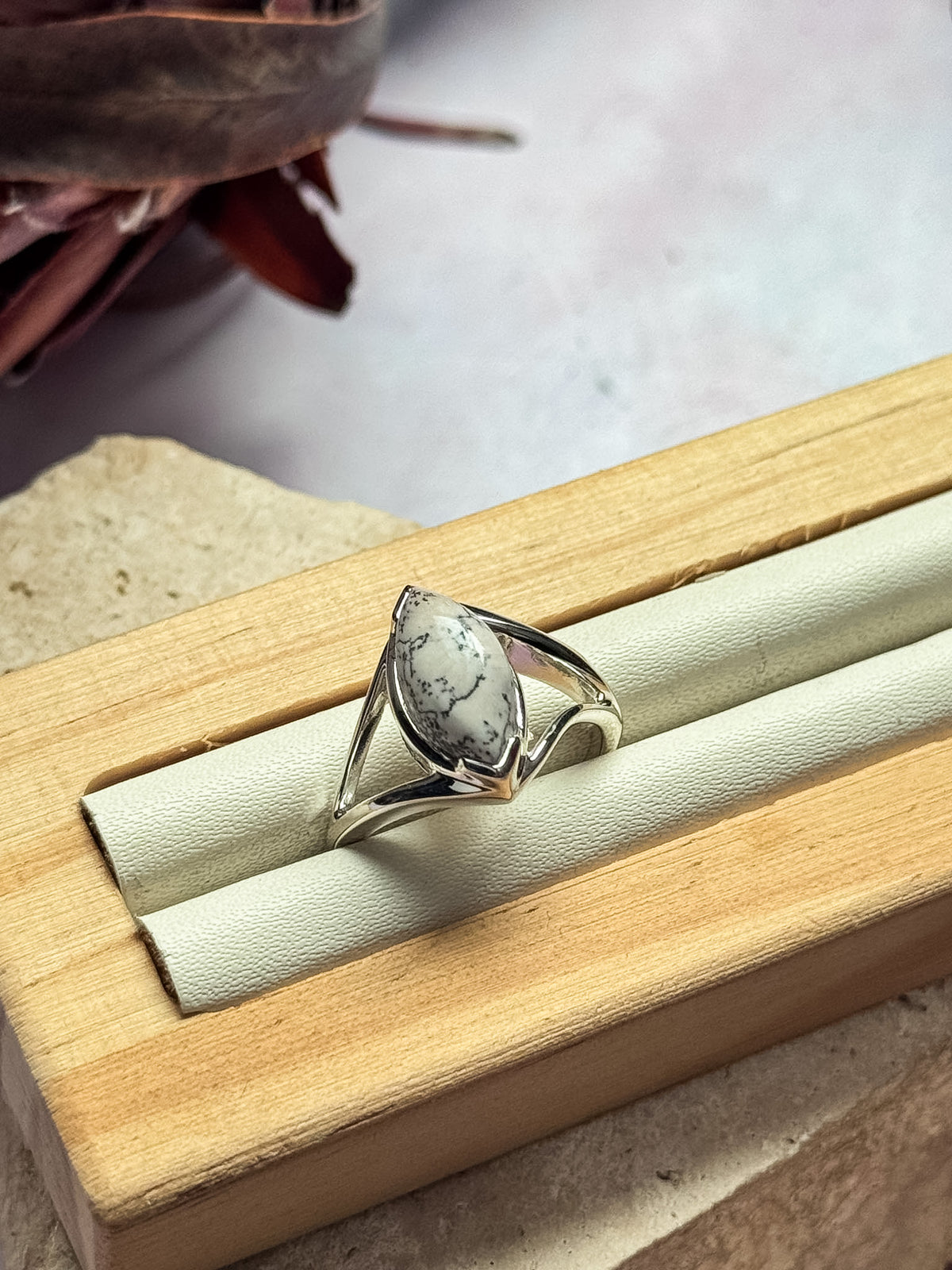 Dendritic Opal Ring - Size 8