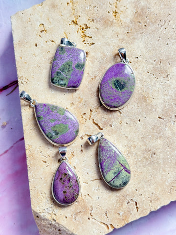 Serpentine and Stichtite Pendants