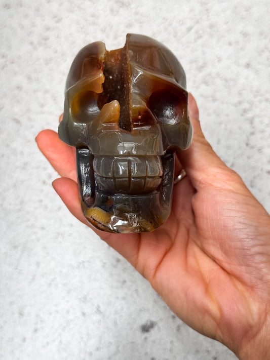 Agate Geode Skull