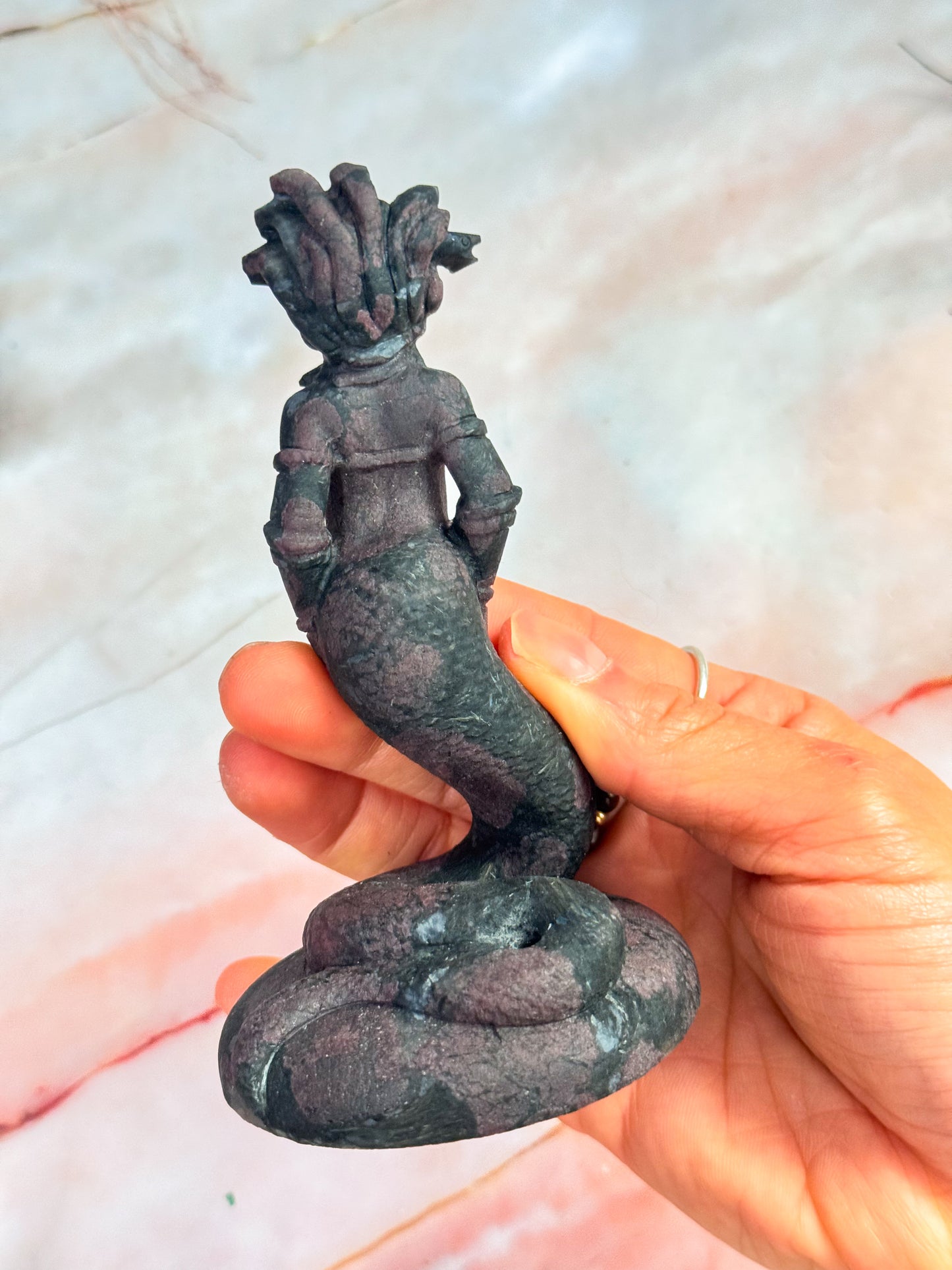 Garnet in Arfvedsonite Medusa Carving