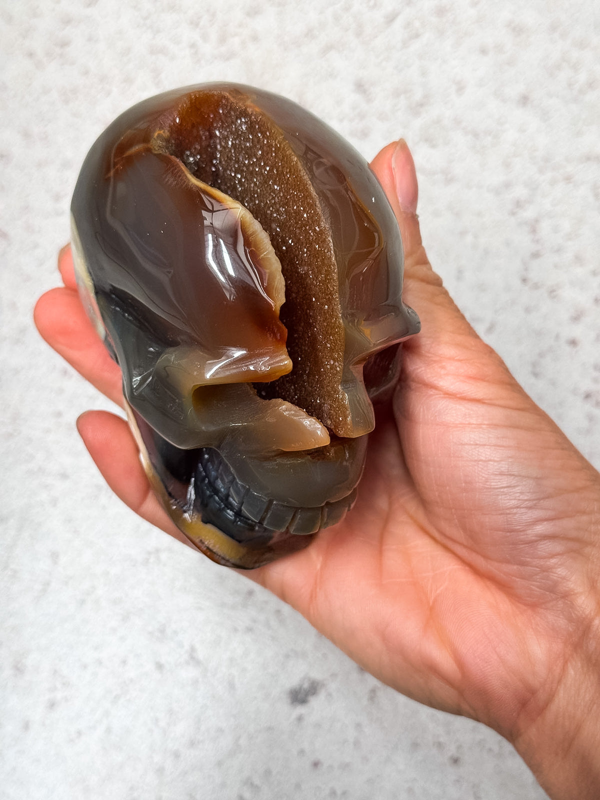 Agate Geode Skull