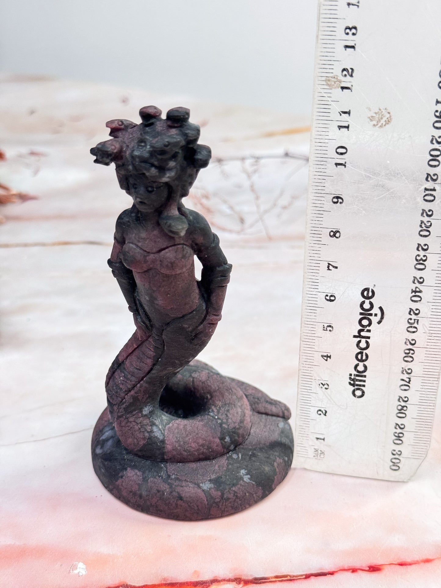 Garnet in Arfvedsonite Medusa Carving