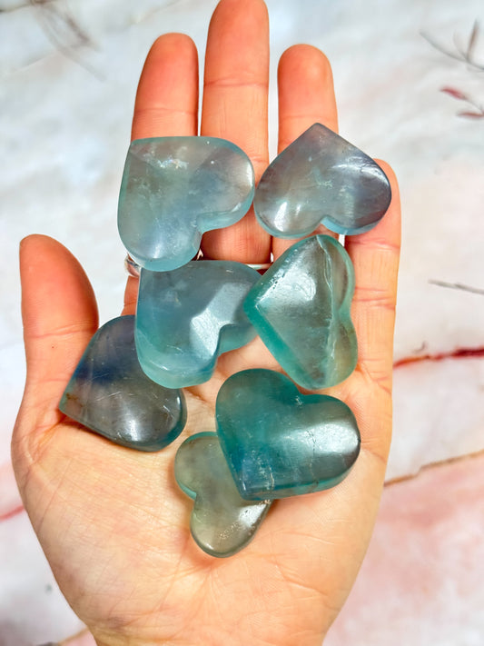 Blue Fluorite Hearts